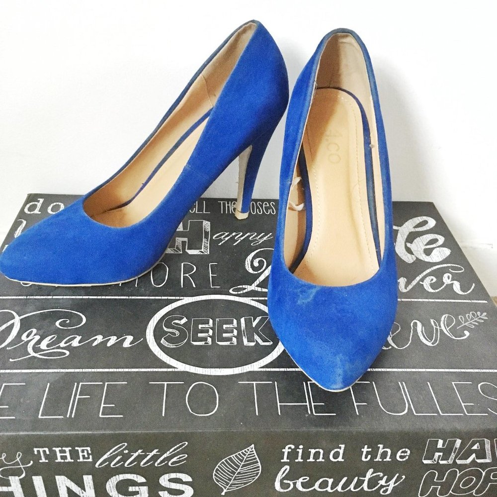 Blue Suede High Heels